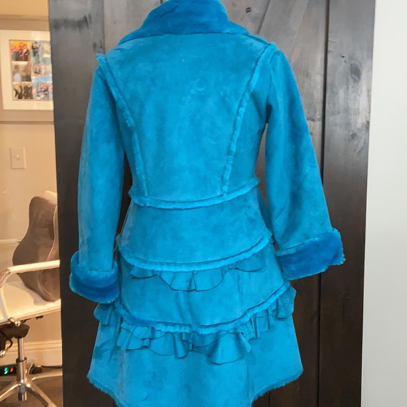 Widgeon Faux Fur Girls Size 10 Suede Coat - Picture 2 of 4